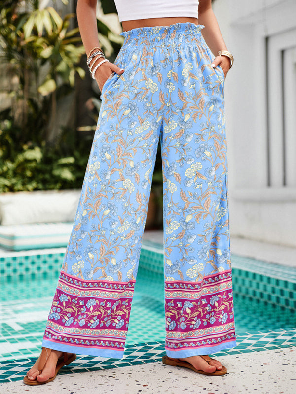 Chic Floral Print Trousers for Women – Casual & Stylish Spring Pants