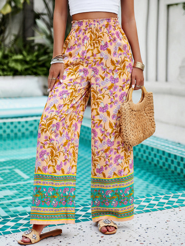 Chic Floral Print Trousers for Women – Casual & Stylish Spring Pants