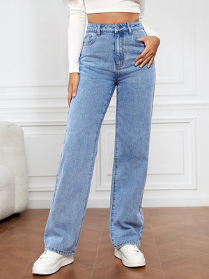 🖤 High Waist Straight Leg Jeans – Flattering, Stylish & Comfy Denim 🖤