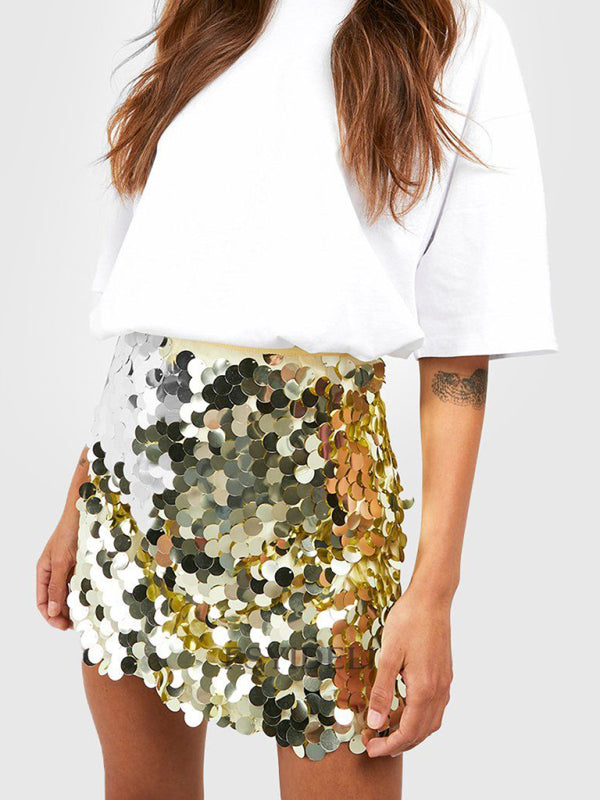 Chic Sequin Mini Skirt Slim Fit High Waist Party Outfit
