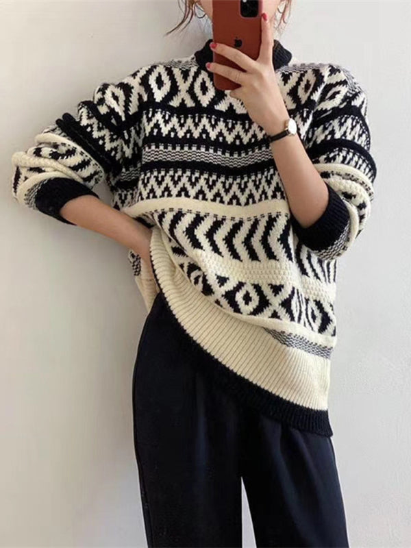 Cozy Christmas Geometric Knit Sweater – Festive & Stylish Pullover