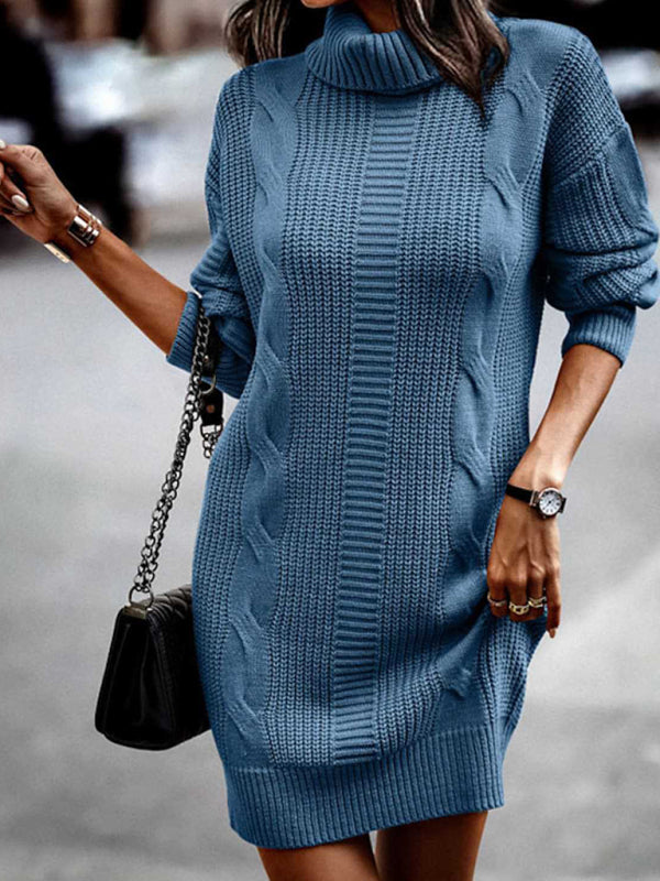 🖤 Cozy Chic Turtleneck Sweater Dress – Stylish & Warm for Fall/Winter ❄️