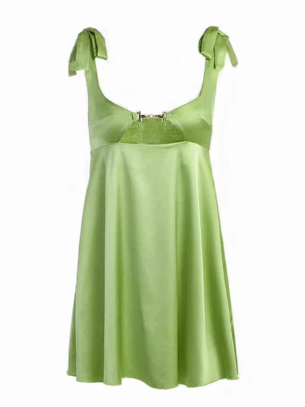 Satin Lace-Up Strapless Mini Dress – stylish & Chic Party Outfit