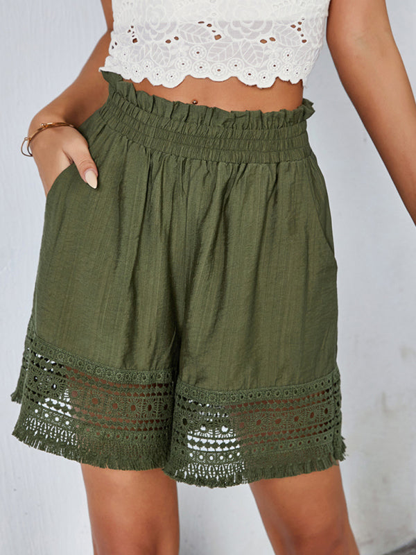 Chic Lace Patchwork Wide Leg Shorts for Women – Boho Summer Vibes