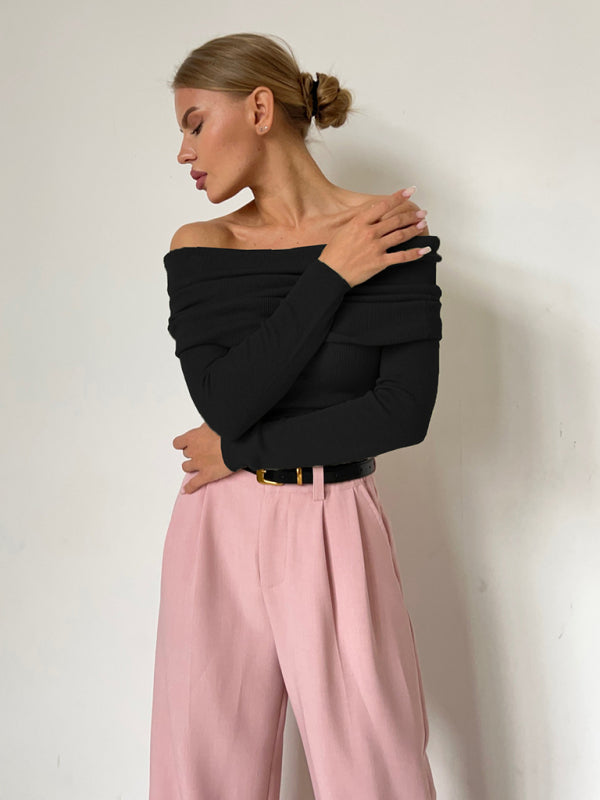 stylish Slim Fit Off-Shoulder Sweater – Cozy & Chic Knit for Fall Winter