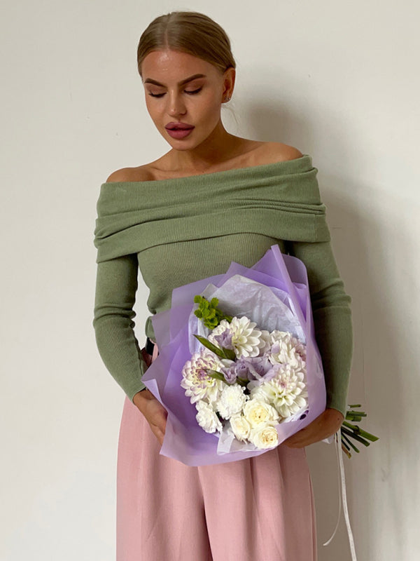 stylish Slim Fit Off-Shoulder Sweater – Cozy & Chic Knit for Fall Winter