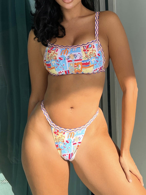 Trendy Bandeau One-Piece Swimsuit – Ethnic Print, stylish & Stylish Swimwear