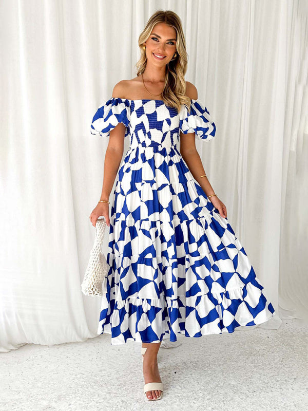 Chic French Boat Neck Floral Dress – Perfect for Spring & Summer