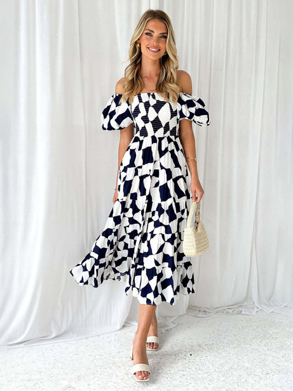 Chic French Boat Neck Floral Dress – Perfect for Spring & Summer