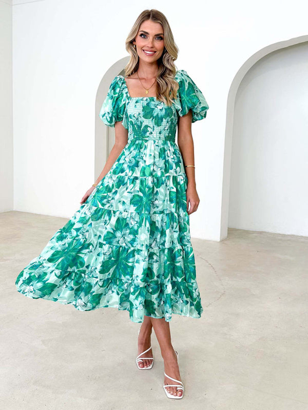 Chic French Boat Neck Floral Dress – Perfect for Spring & Summer