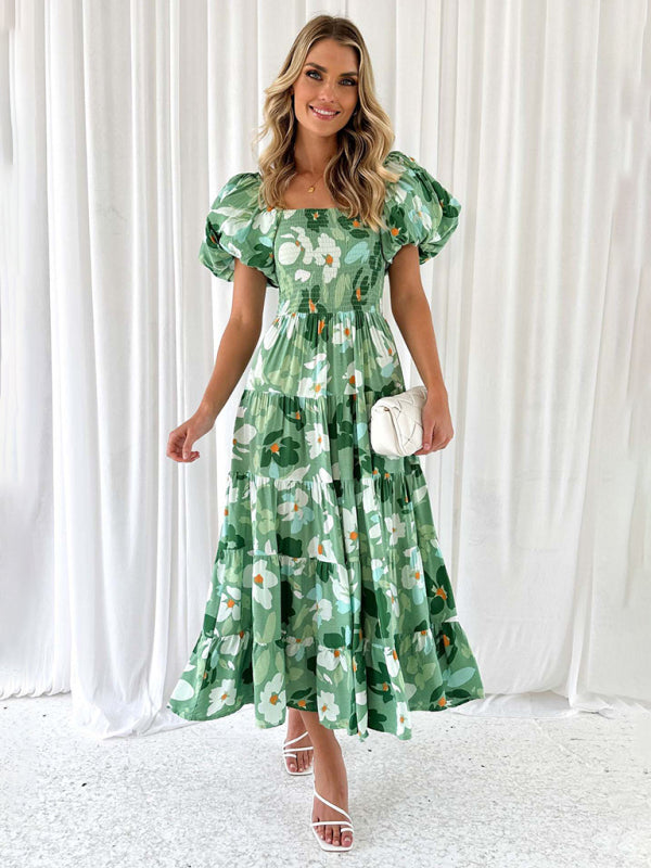 Chic French Boat Neck Floral Dress – Perfect for Spring & Summer
