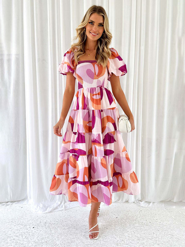 Chic French Boat Neck Floral Dress – Perfect for Spring & Summer
