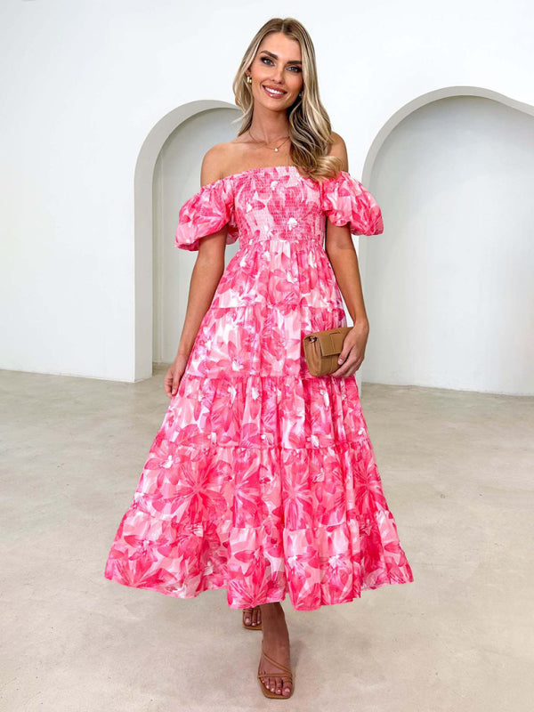Chic French Boat Neck Floral Dress – Perfect for Spring & Summer