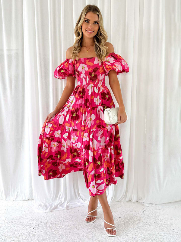 Chic French Boat Neck Floral Dress – Perfect for Spring & Summer
