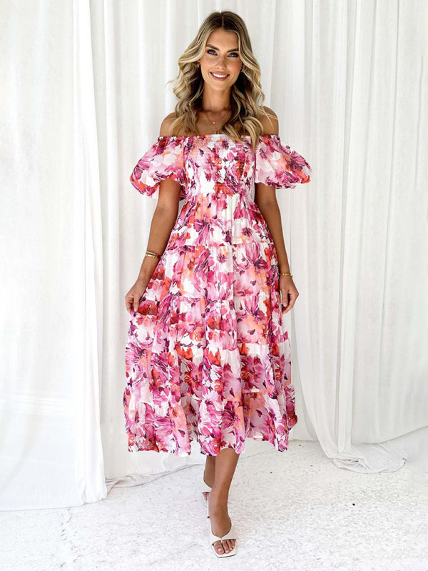 Chic French Boat Neck Floral Dress – Perfect for Spring & Summer
