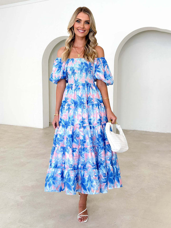 Chic French Boat Neck Floral Dress – Perfect for Spring & Summer