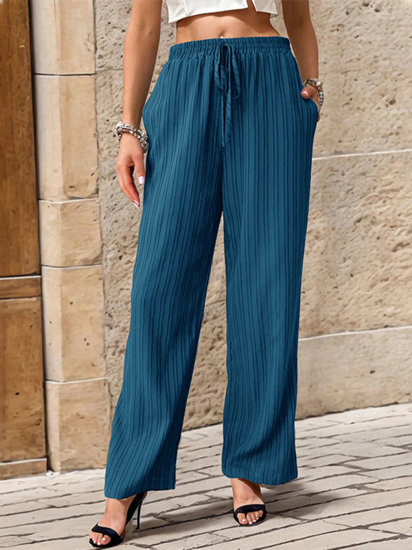 Chic & Comfy Pleated Straight Pants – Stylish Elastic Waist Trousers for Women