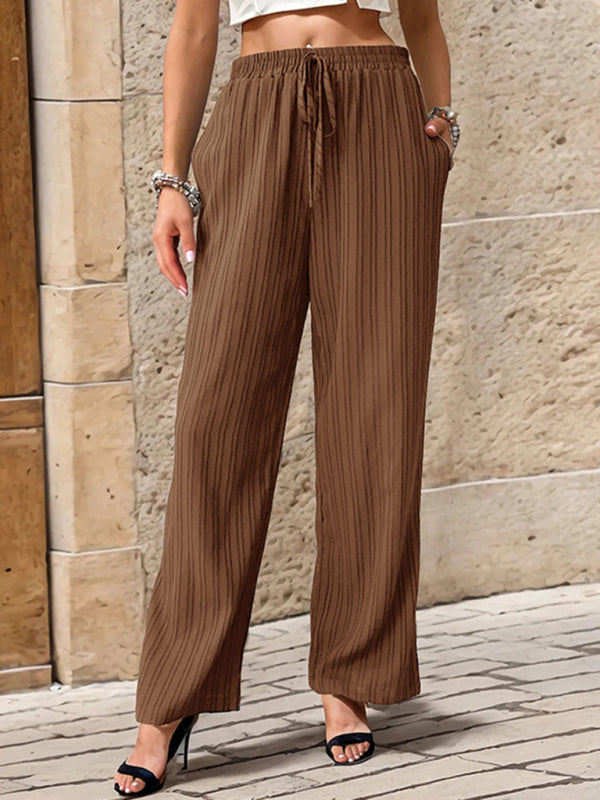 Chic & Comfy Pleated Straight Pants – Stylish Elastic Waist Trousers for Women
