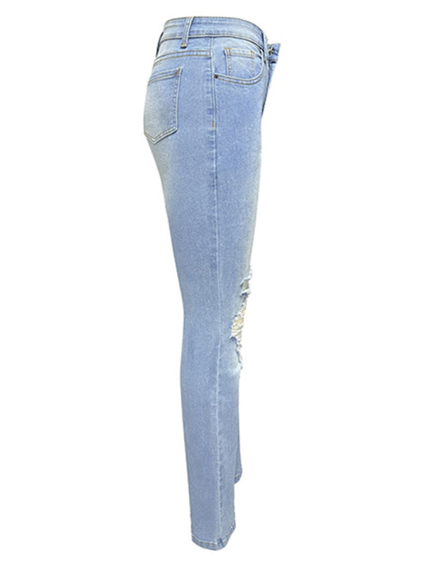 🔥 Trendy High-Waisted Ripped Wide-Leg Jeans – Chic & Comfy Denim for Every Season 🔥