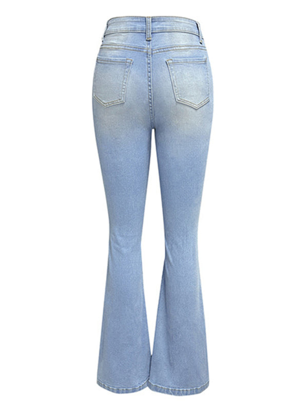 🔥 Trendy High-Waisted Ripped Wide-Leg Jeans – Chic & Comfy Denim for Every Season 🔥