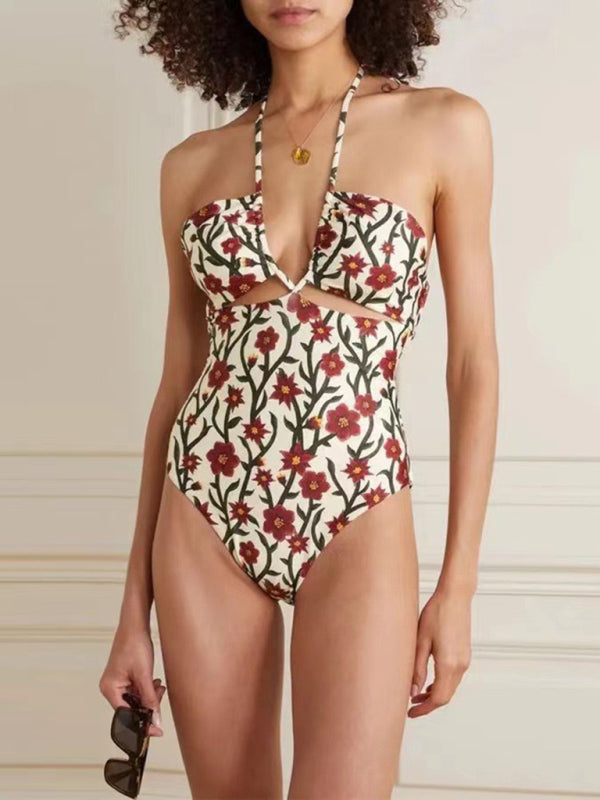 Chic Halterneck Lace One-Piece Swimsuit – Flattering, Trendy & Perfect for Summer