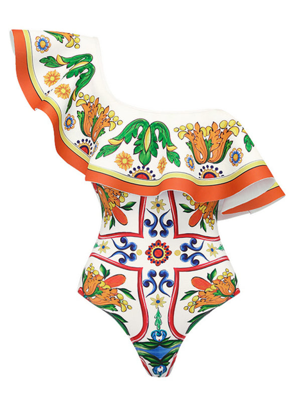 Chic Ruffled Floral Swimsuit – Trendy Beachwear for Summer Vibes