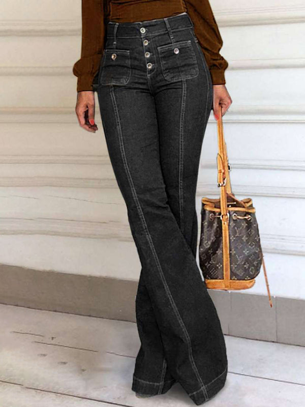 🔥 High-Waisted Flare Jeans – Slim Fit, Stretchy & Ultra-Flattering Denim 🔥