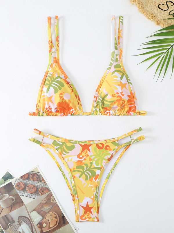 Floral Print Bikini Double Strap Swimsuit – stylish & Trendy Swimwear for Summer