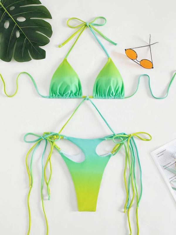 Trendy Gradient One-Piece Swimsuit with Fringe – Summer Must-Have