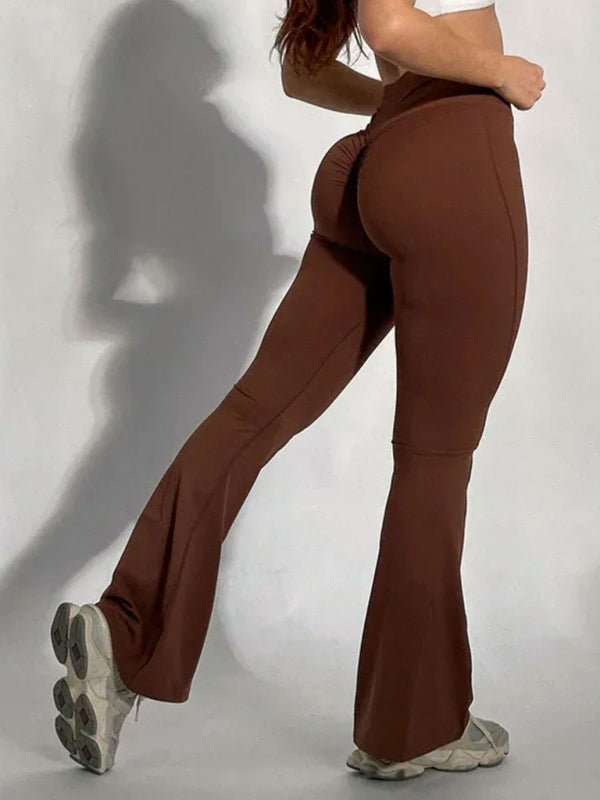 🧘‍♀️ High-Waist Flared Leggings – Peach Lift & Sculpt Yoga Pants 🔥