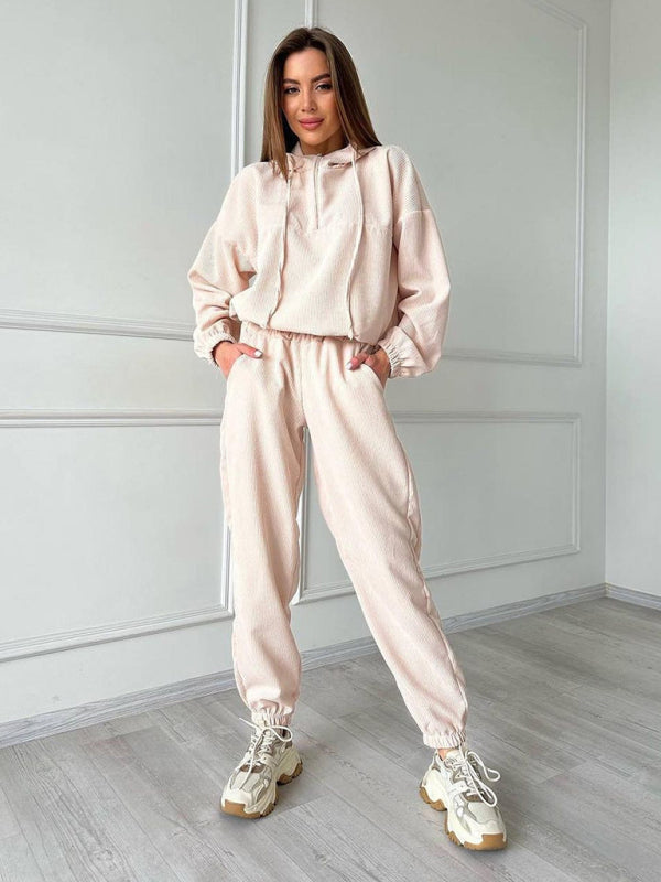 Cozy & Chic Hooded Two-Piece Set – Perfect for Lounge & Street Style