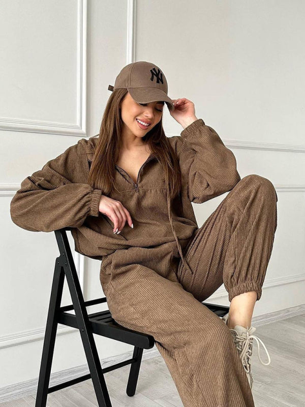Cozy & Chic Hooded Two-Piece Set – Perfect for Lounge & Street Style