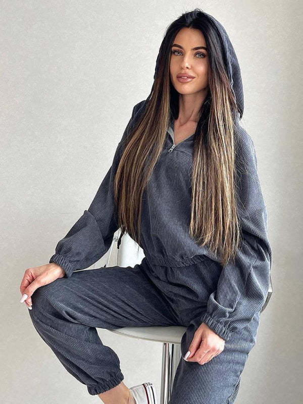 Cozy & Chic Hooded Two-Piece Set – Perfect for Lounge & Street Style