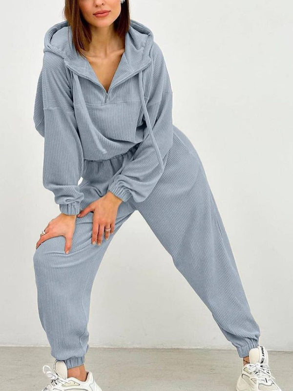 Cozy & Chic Hooded Two-Piece Set – Perfect for Lounge & Street Style