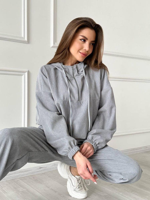 Cozy & Chic Hooded Two-Piece Set – Perfect for Lounge & Street Style