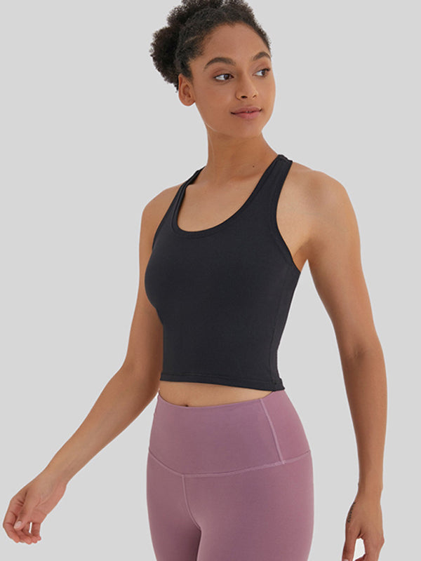 🔥 Sculpt & Flow Open-Back Yoga Vest – Ultra-Stretch, Flattering & Trendy 💖