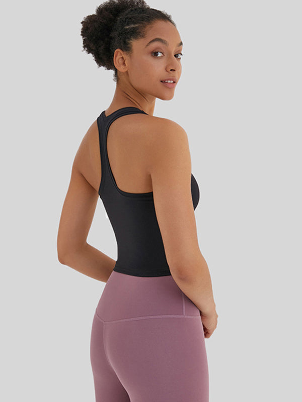 🔥 Sculpt & Flow Open-Back Yoga Vest – Ultra-Stretch, Flattering & Trendy 💖