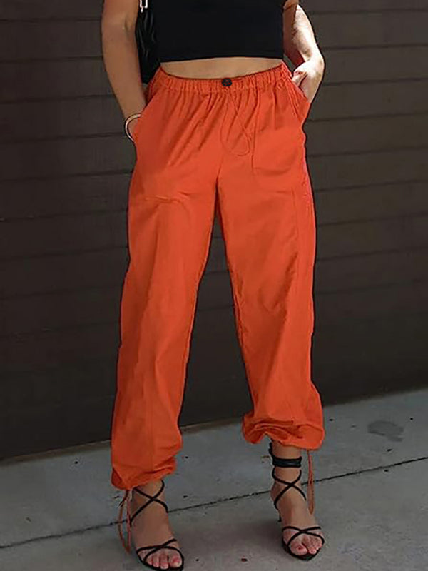 Trendy Women's Cargo Joggers Elastic Waist Pocket Pants – Comfy & Stylish Everyday Wear