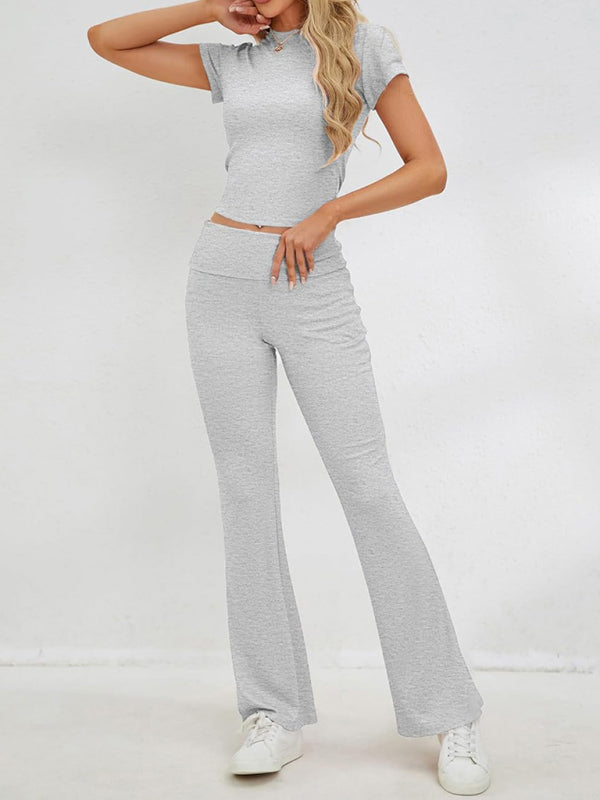 Chic & Sleek Women's Two-Piece Set Slim Fit Short Sleeve Suit – Perfect for Spring & Summer