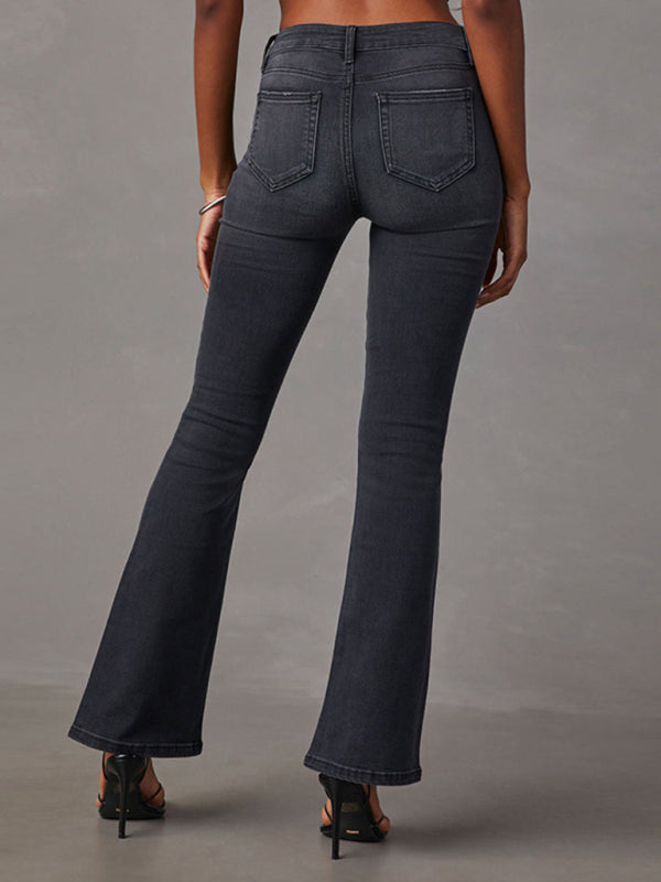 👖 Vintage Vibes! High-Waist Retro Washed Flare Jeans – Slimming & Stretchy for a Stylish Look ✨