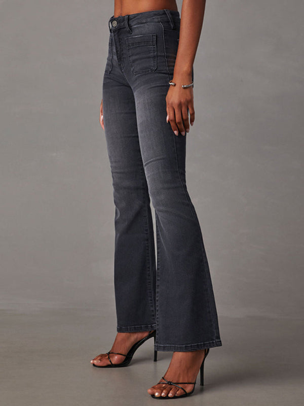 👖 Vintage Vibes! High-Waist Retro Washed Flare Jeans – Slimming & Stretchy for a Stylish Look ✨