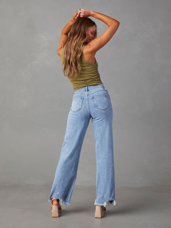 👖 Trendy Loose Tassel Straight-Leg Jeans – Chic & Casual Denim for All Seasons ✨