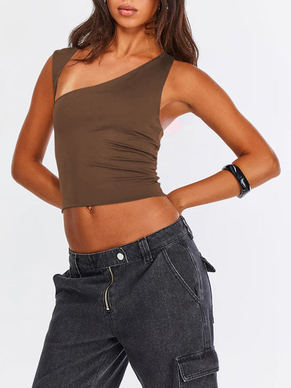 Y2K Irregular Neckline Tank Top Backless Slim Fit – Trendy & stylish Must-Have