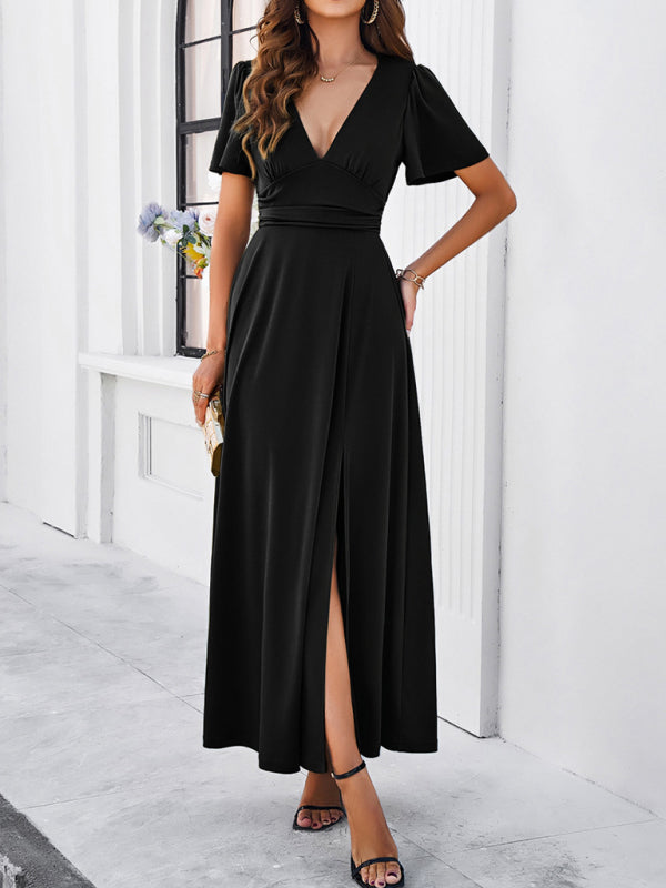 Chic V-Neck Waist Dress – Effortless Style for Any Occasion