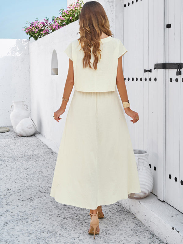 🌸 Spring & Summer Casual Sleeveless Top & Long Skirt Set – Effortless Leisure Style