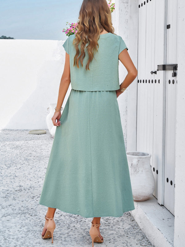 🌸 Spring & Summer Casual Sleeveless Top & Long Skirt Set – Effortless Leisure Style