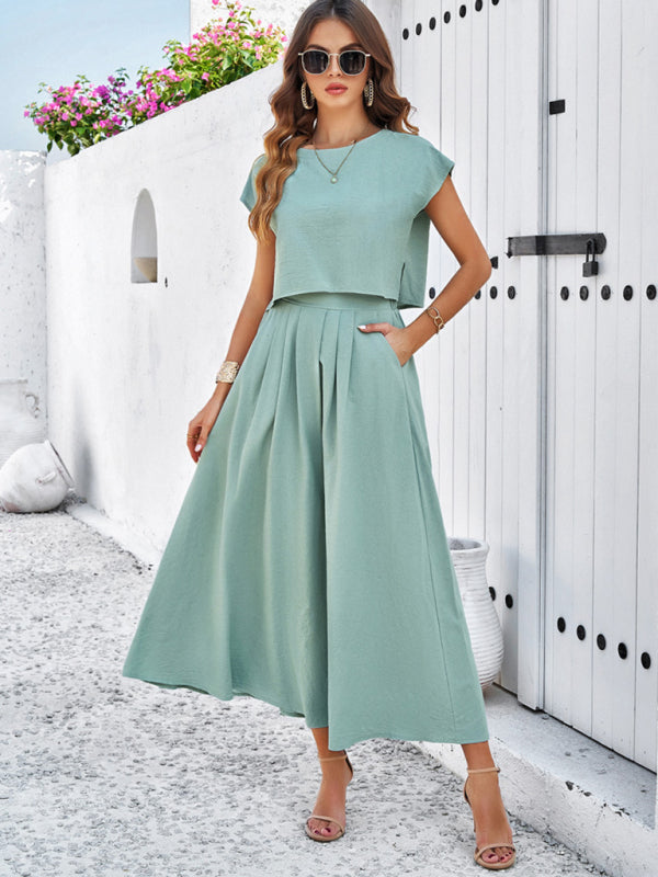 🌸 Spring & Summer Casual Sleeveless Top & Long Skirt Set – Effortless Leisure Style