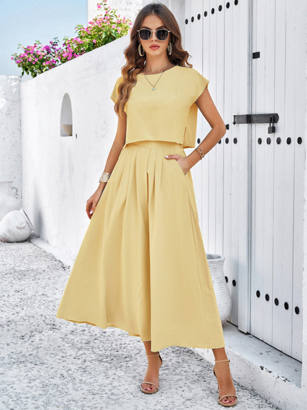 🌸 Spring & Summer Casual Sleeveless Top & Long Skirt Set – Effortless Leisure Style