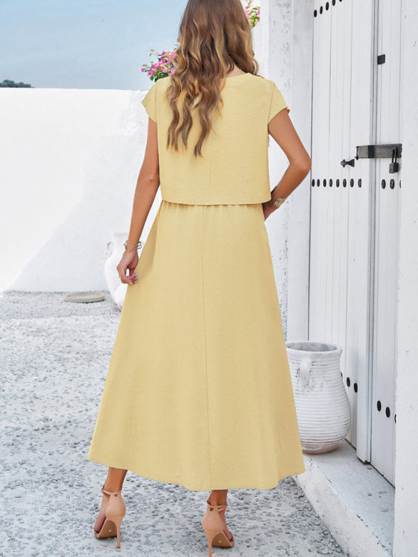 🌸 Spring & Summer Casual Sleeveless Top & Long Skirt Set – Effortless Leisure Style