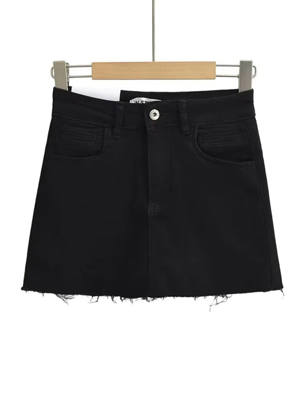 ✨ High-Waist A-Line Denim Skirt – Chic, Slim-Fit & Flirty Raw Edge Style ✨